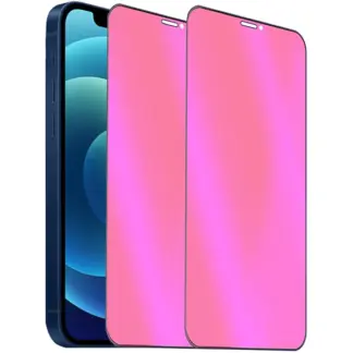 iPhone 12 Mini Mirror Privacy-panssarilasi, koko näytön kattava (pinkki)