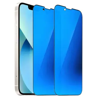iPhone 14 Plus Mirror Privacy-panssarilasi, koko näytön kattava (sininen)