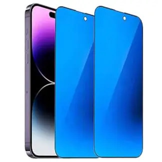 iPhone 14 Pro Max Mirror Privacy-panssarilasi, koko näytön kattava (sininen)