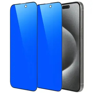iPhone 15 Pro Mirror Privacy-panssarilasi, koko näytön kattava (sininen)