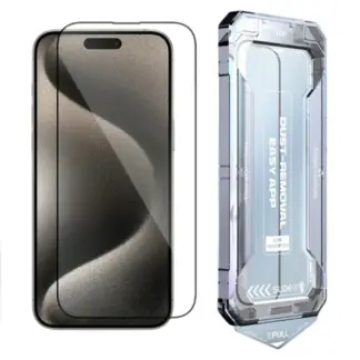 iPhone 16 Pro / 17 panssarilasi asennuskehikolla, koko näytön, 5D, kirkas