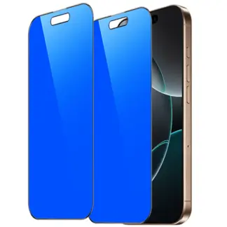iPhone 16 Pro / 17 Mirror Privacy-panssarilasi, koko näytön kattava (sininen)
