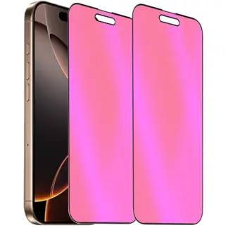 iPhone 16 Pro Max Mirror Privacy-panssarilasi, koko näytön kattava (pinkki)